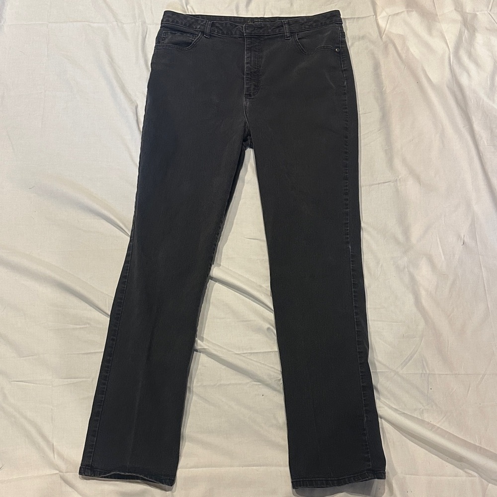 Lee Women's Blackwash/charcoal gray Straight Leg Jeans 16 Tall